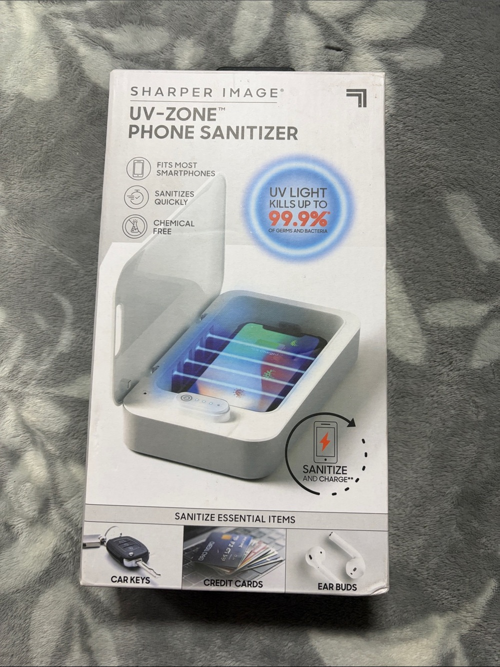 Sharper Image White UV-Zone Phone Sanitizer with Charging